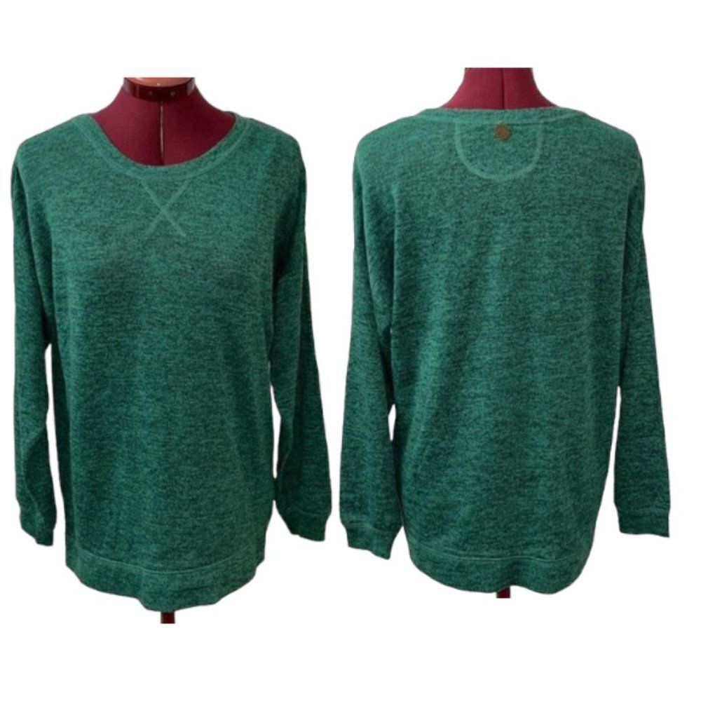 SOFT SURROUNDINGS GREEN CREWNECK KNIT PULLOVER TUNIC LONG SLEEVE SIZE XS